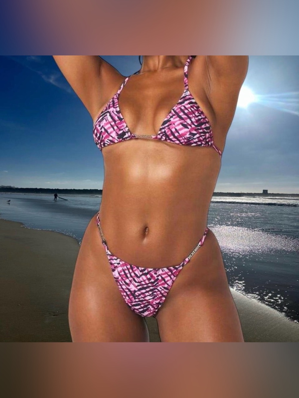PLAYBOY Pink Patterned Triangle Bikini Set
